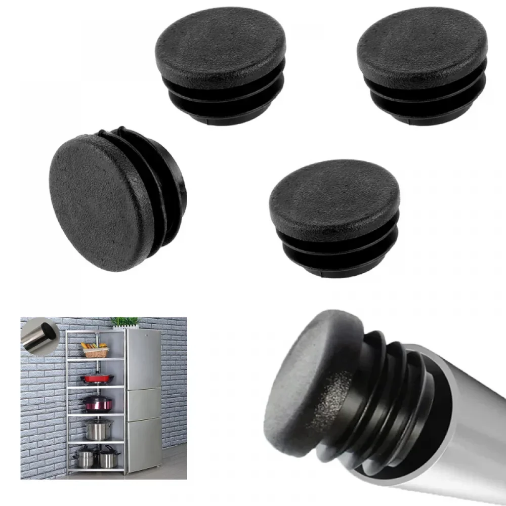 10/16Pcs Square/Round Black Plastic Inner Plug Caps,Pipe End Caps,Furniture Hole Plugs,Dust Proof Seal Cover for BoltsTubes,Rods