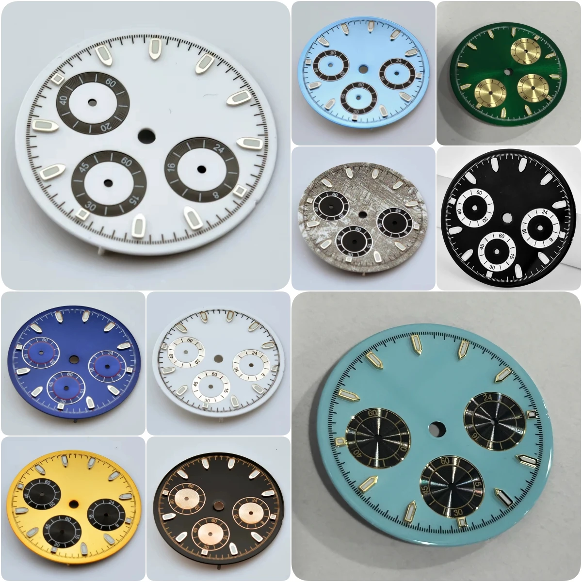 29.8mm DTN Panda No Logo Dial For Vk63 Quartz Movement Green Luminous Watch Modification Accessories Custom Logo