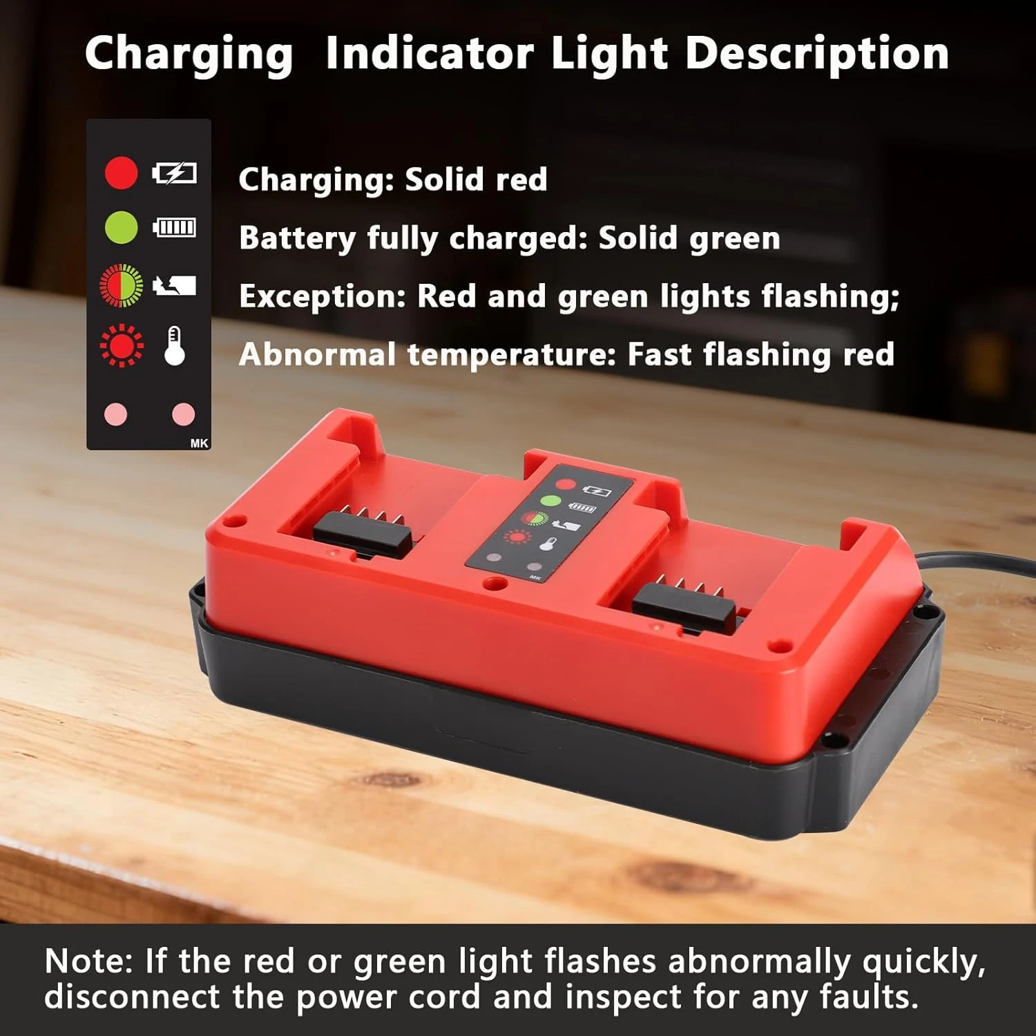 محطة شاحن مزدوجة ببطارية 18 فولت بمنفذين متوافقة مع بطارية ميلووكي M18 18 فولت، مدخل شاحن صغير متعدد الجهد 100-240 فولت #4