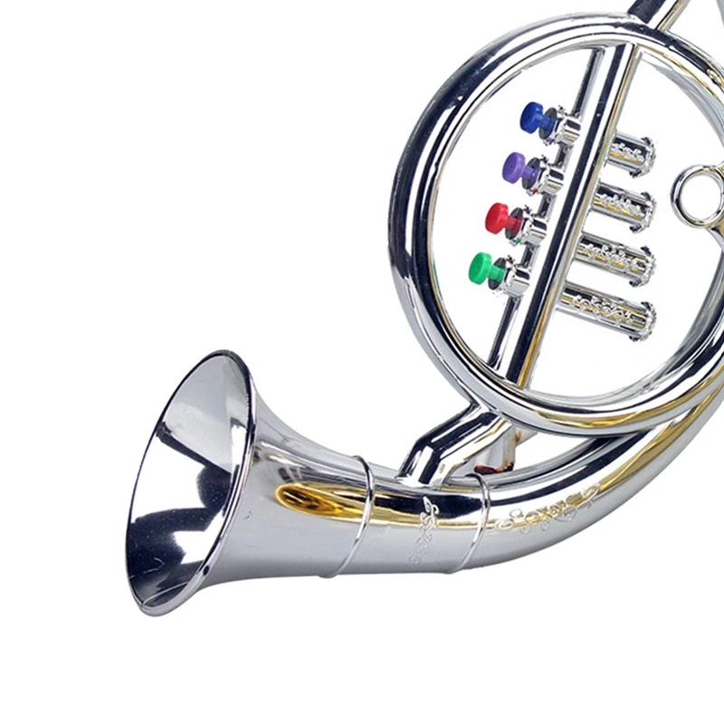 French Horn 4 Colored Keys Early Education Musical Toy Props Play Mini Musical Wind Instruments For Children Toy