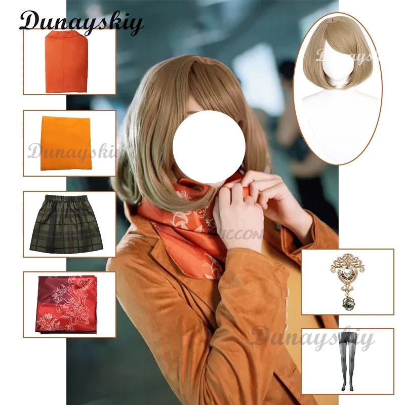 مجموعة Resident Evil 4 طبعة جديدة آشلي جراهام التأثيرية الرسمية سترة بنية متماسكة سترة منقوشة فستان 2025 طلب مسبق للهالوين