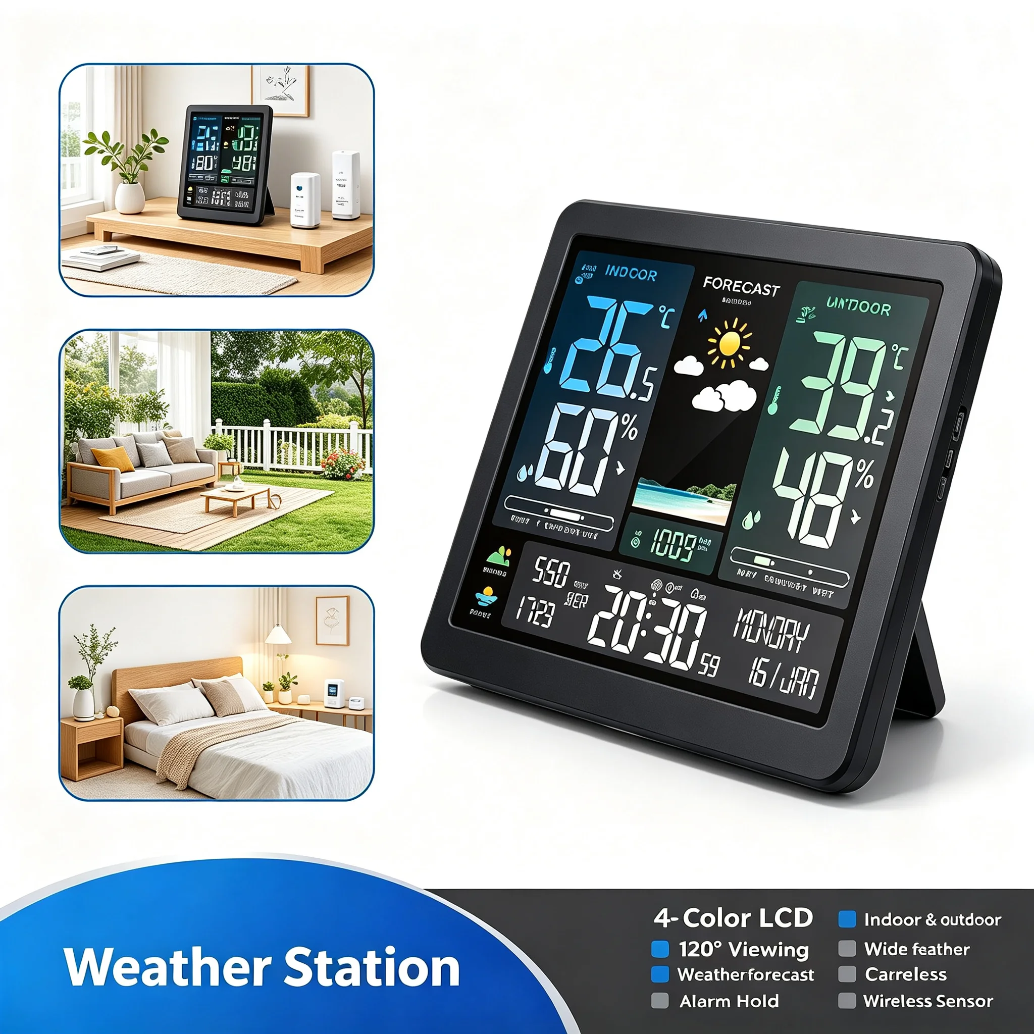 Wireless Weather Station Indoor Outdoor - Digitale weerstation, draadloze thermometer en hygrometer