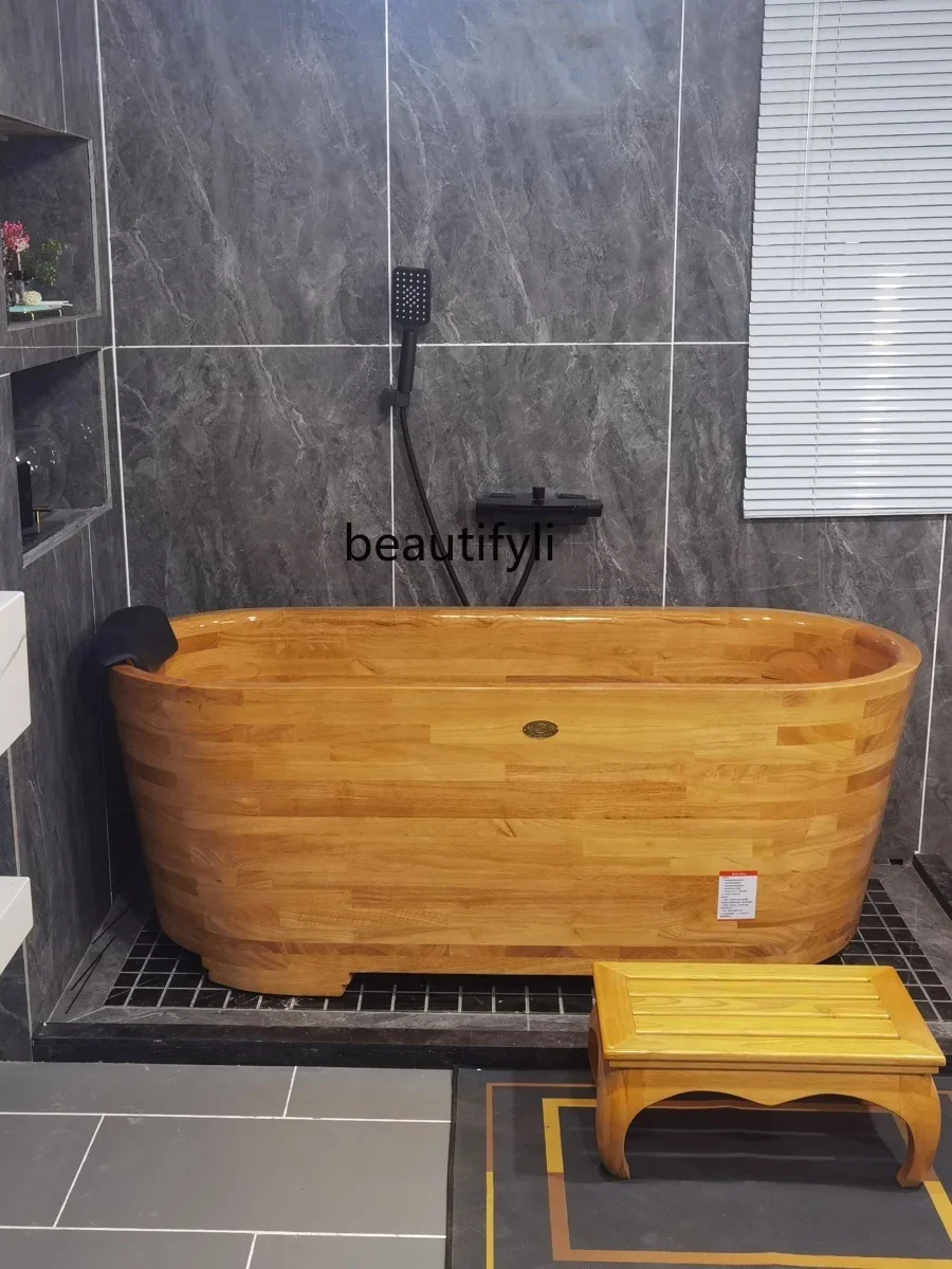 Beauty salon Rubber wooden bucket Adult bath bucket Household solid wood bathtub Wooden adult bath tub