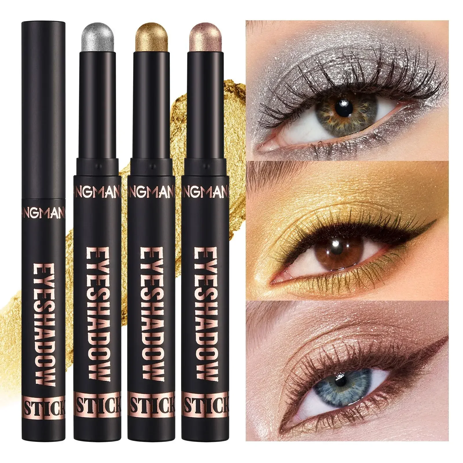 Impermeável Pearlescent Matte Eyeshadow Pencil, Long Lasting, Glitter, Shimmer, Gold Eye Shadow Pen, Eyeliner Stick, Eyes Makeup Tools