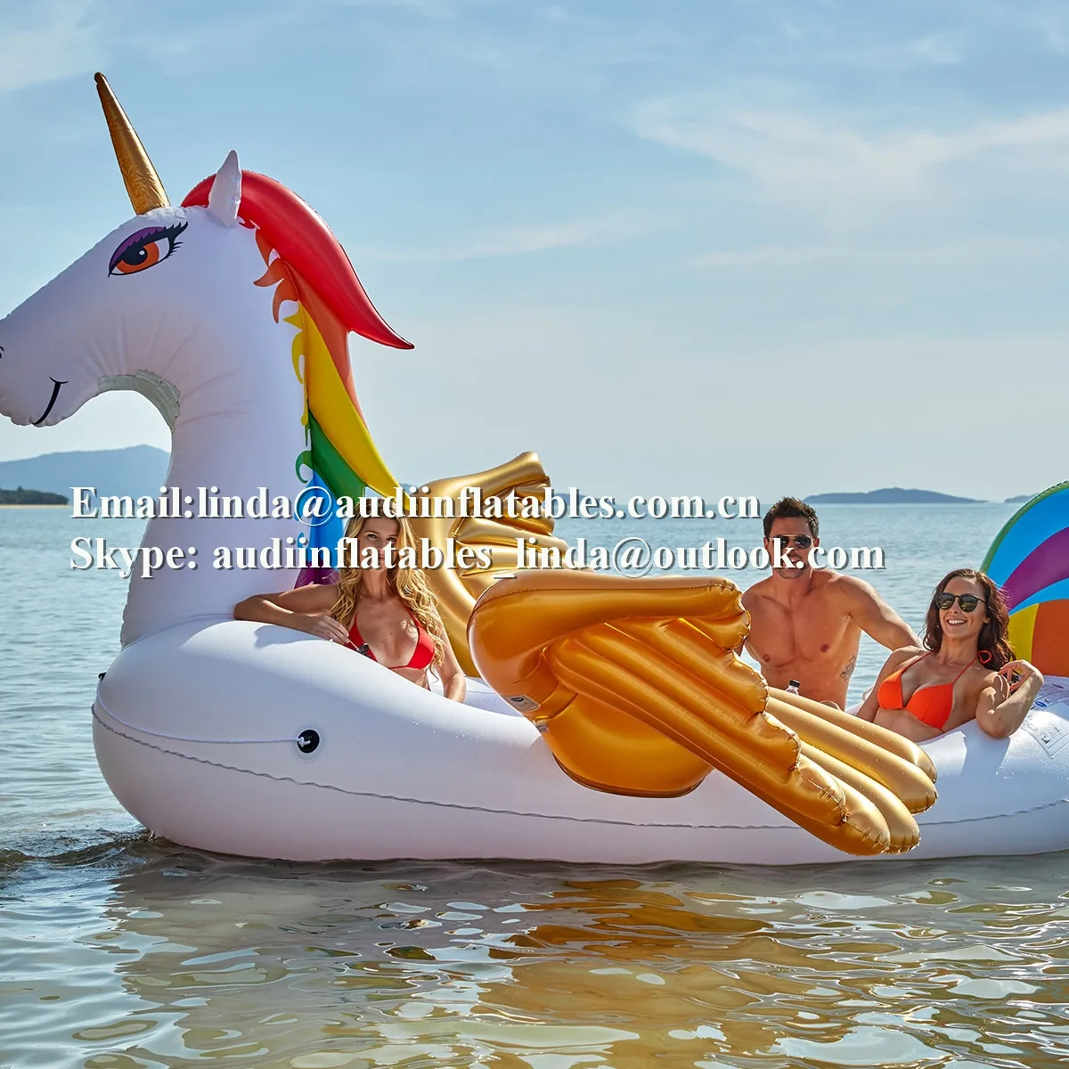 Large Inflatable Unicorn Pool Island 6 Person Inflatable Water Pool Boat For Party