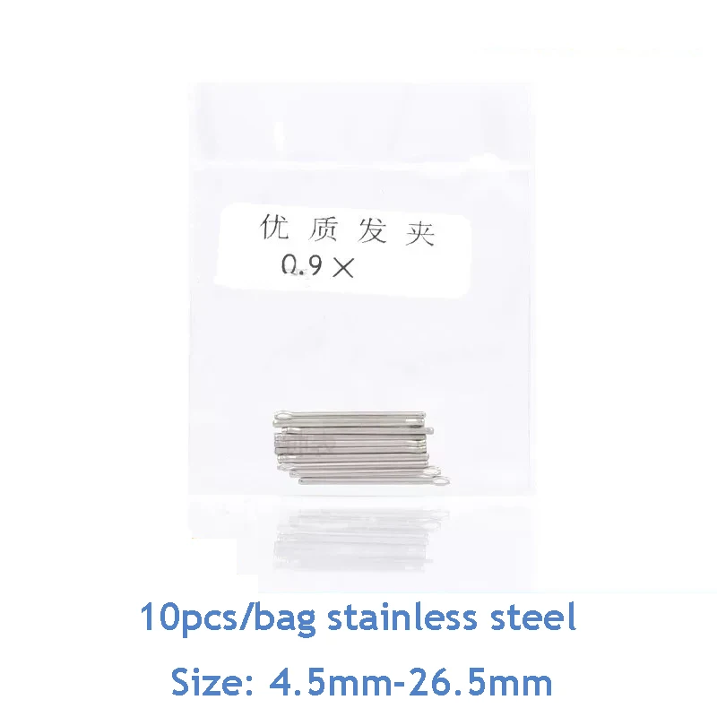 10Pcs /A lot Diam 0.9mm Length 4.5mm-26.5mm  Watch Band Stainless Steel Split Cotter Bars Link Pins for Watchmaker