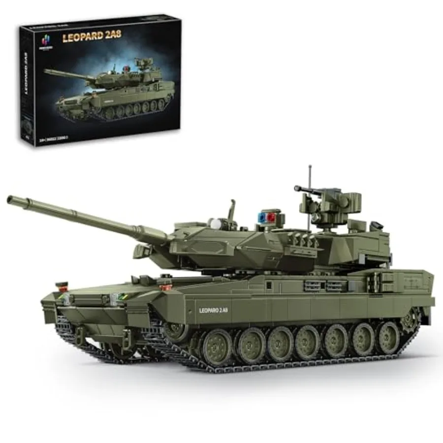 

Military vehicle model kit for army tank enthusiasts: ABS plastic olive green 2306-piece detailed Leopard 2 A8 building set wit