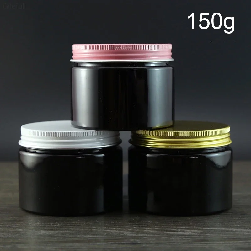150 グラム黒プラスチック瓶空の化粧品容器ボディクリームローション詰め替えボトルスパイスキャンディーシュガーテー保存送料無料