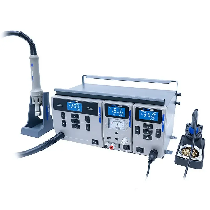 

Atten Repair System Electric Iron Hot Air Gun Soldering Stations Regulated Power Supply Ms-300 Ms300 3 In 1 Rework Station