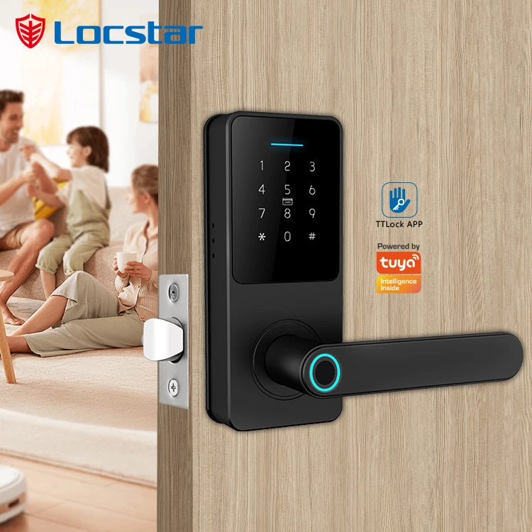 Locstar Digital Cerradura Inteligente Unlock Wifi Main Gate Tuya Ttlock Intelligent Fingerprint Intelligent Home Smart Door Lock