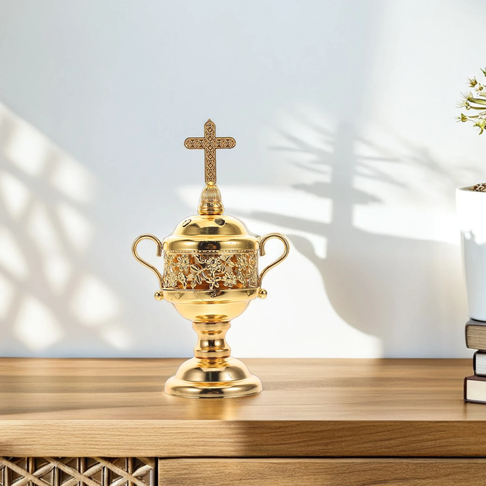 

Middle Eastern Bakhoor Incense Burner Metal Hollow Out Vintage Censer Decorative Indoor Aromatherapy Burner Tabletop Ornament