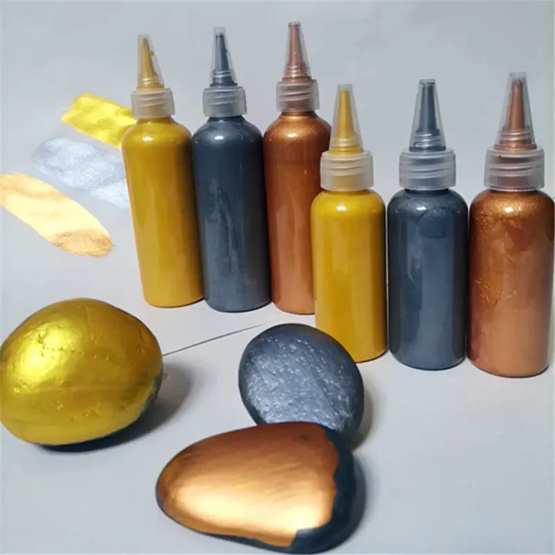 

60/200/500ml Metallic Acrylic Paints Pearlescent Pigment Art Supplies Craft Model/Stone Coloured Drawing Decorative Coating