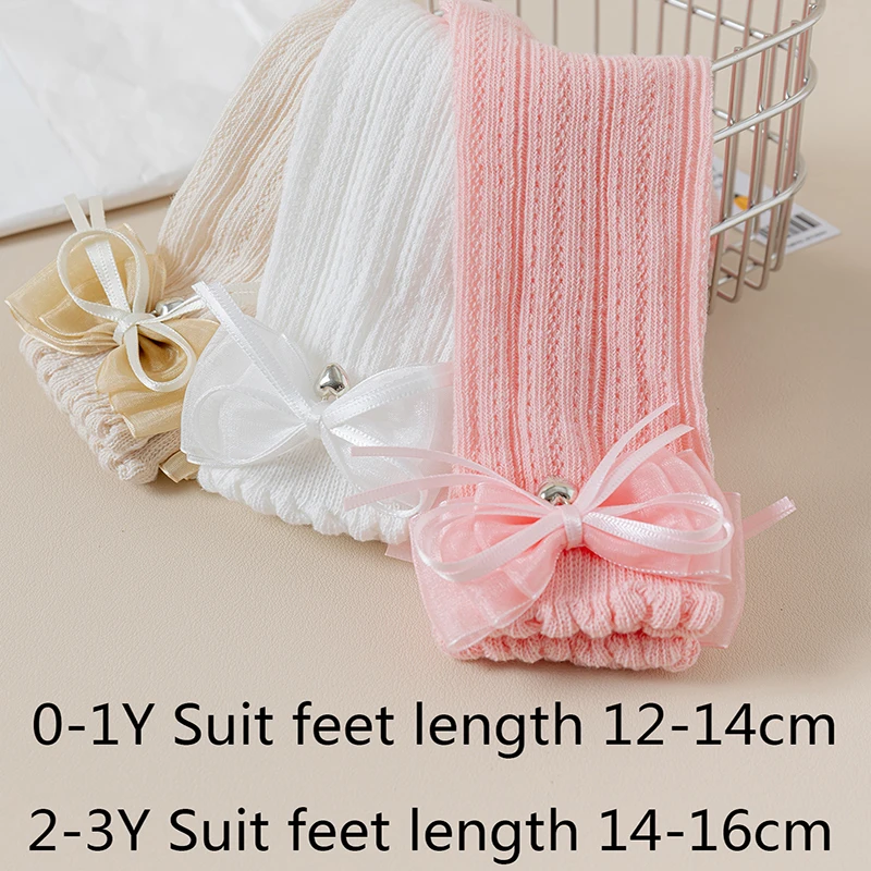 Retails 1 Pairs Girls Socks Summer Children's Princess Bowknots Thin Stockings Stretch Kids Socks 0-3 Years Baby Infants Socks