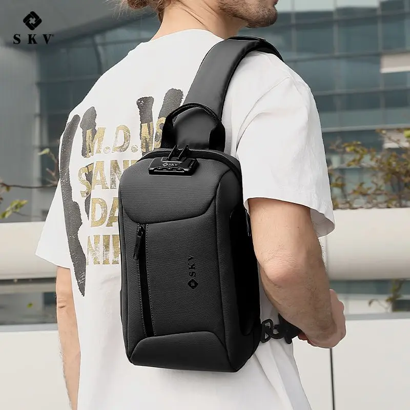 SKV กระเป๋าคาดหน้าอกกระเป๋าเป้สะพายหลังผู้ชาย Multi-Function One-Shoulder Messenger Bag Brand