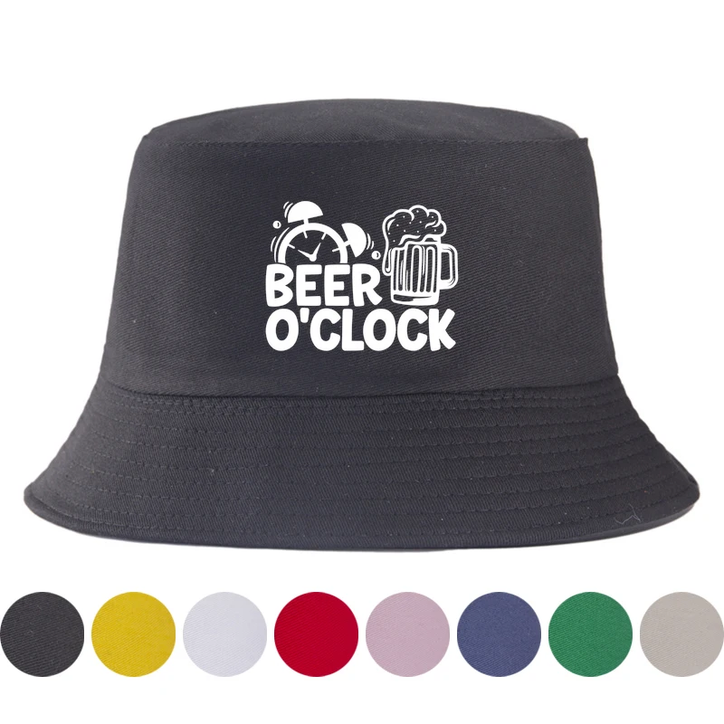 Beer O'Clock Graphic Bucket Hat Men Women Stag Do Bachelor Party Fun Sun Cap Pub Crawl Fisherman Hat Unisex Harajuku Gorros