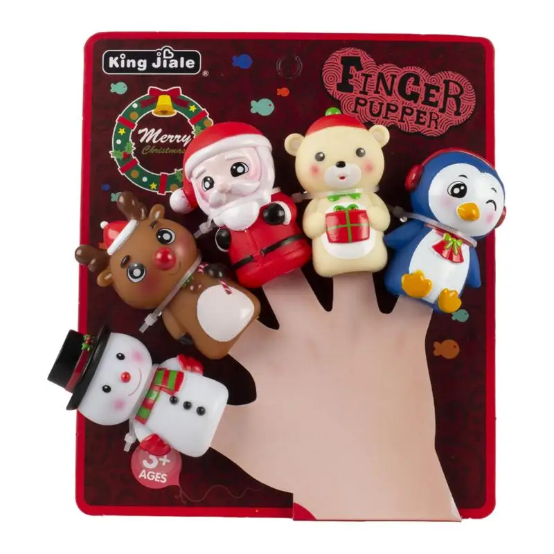 Świąteczne pacynki na palce 5szt Christmas Storytime Learning Doll Cartoon Finger Puppet Figures Santa Snowman Playtime Puppet