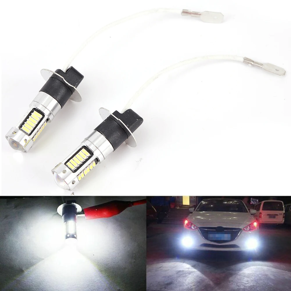 2pcs H3 LED Bright Car Fog Light Bulb 1000LM White 6000K 360 Degree Beam Car Headlight for drl 12V Bulbs Conversion Kit.