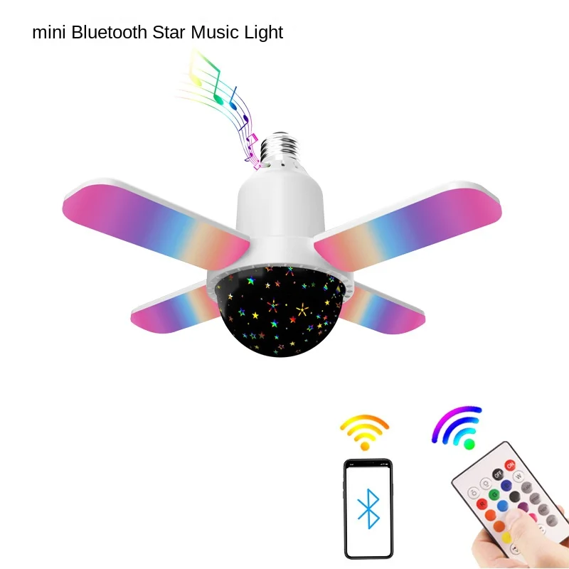 220v 24W Bluetooth Magic Ball Music Lamp E27 Universal Light Head Home Wireless Bluetooth Colorful Mini Four-Leaf Light