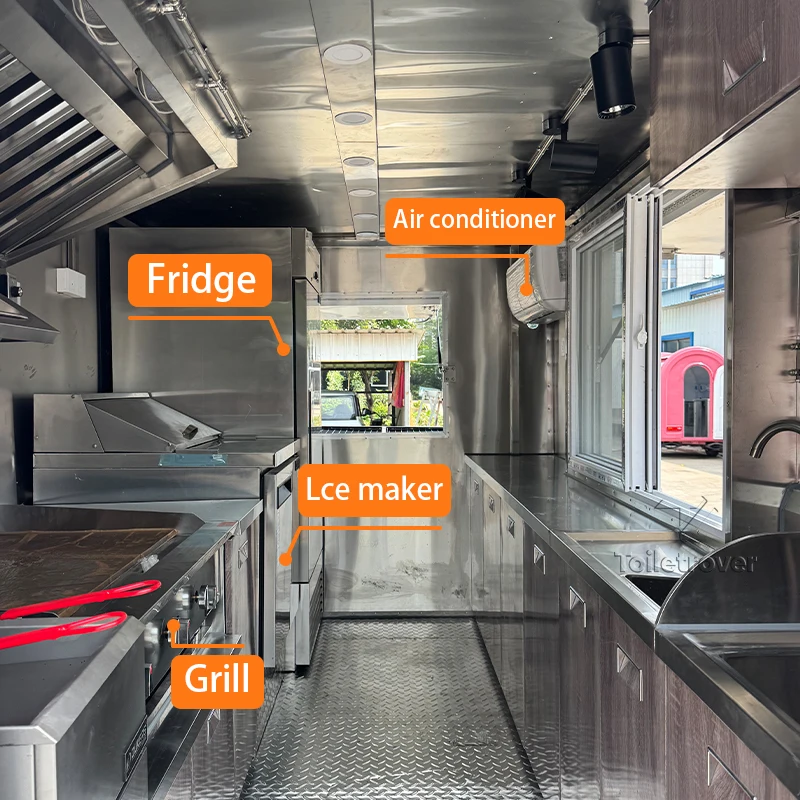 سترة كوكي جاهزة للسقف المستدير الأجنبي، بطاطس كروس، بطاطس مقلية، برجر بيتزا، معدات شاحنة الطعام