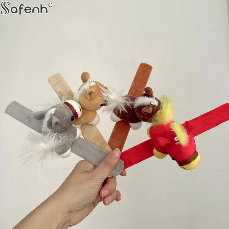 かわいい小さな馬のぬいぐるみリストバンド、スナップブレスレット、子供へのプレゼント、ぬいぐるみ馬、女性用ヘッドバンド