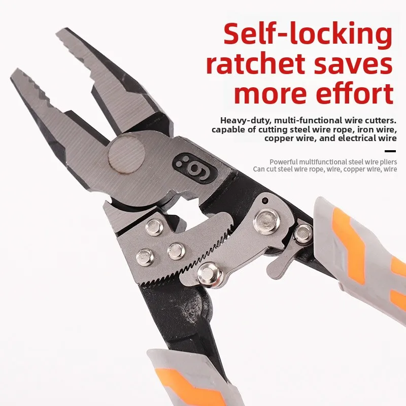 Industrial Grade Ratchet Self-Locking Labor-Saving Steel Wire Pliers, Multifunctional 9-Inch Electrician Pliers, Tool Pliers