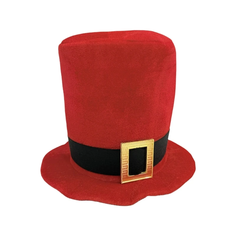 Christmas Tall Hat with Buckle Belt Festival Theme Party Costume Hat Headwear