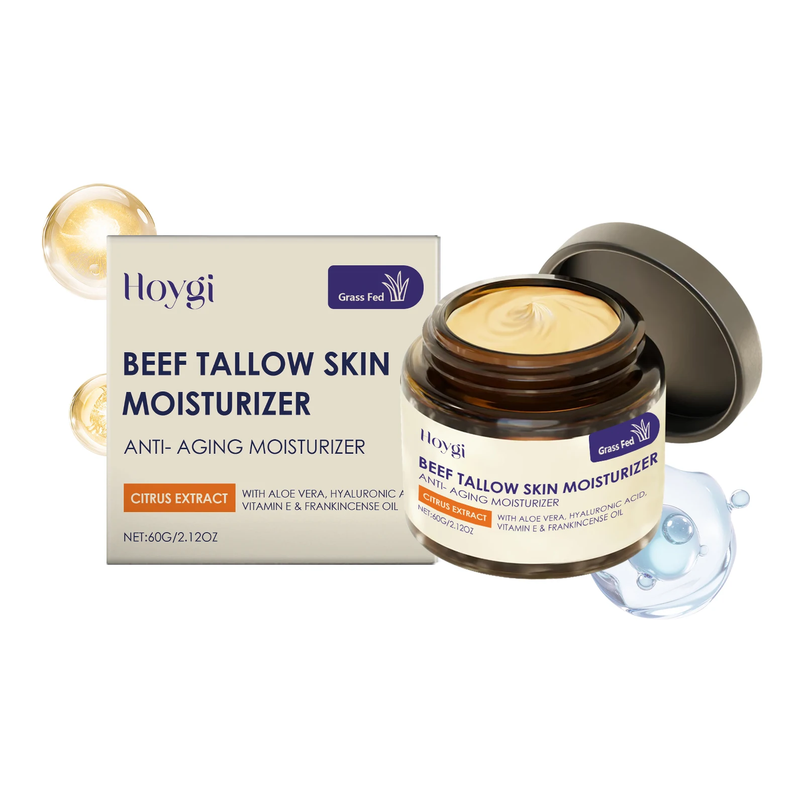Cow Fat Moisturizing Cream Beef Tallow Honey Moisturizer Cream Brightening Rejuvenation Nourishing Hydratin Deeply Moisturizer