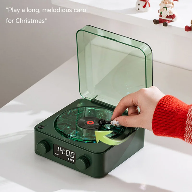 

Retro Santa Claus Bluetooth Speaker Turntable Vinyl Record Player Stereo Sound White Noise Projection Light Sleeping Music Box