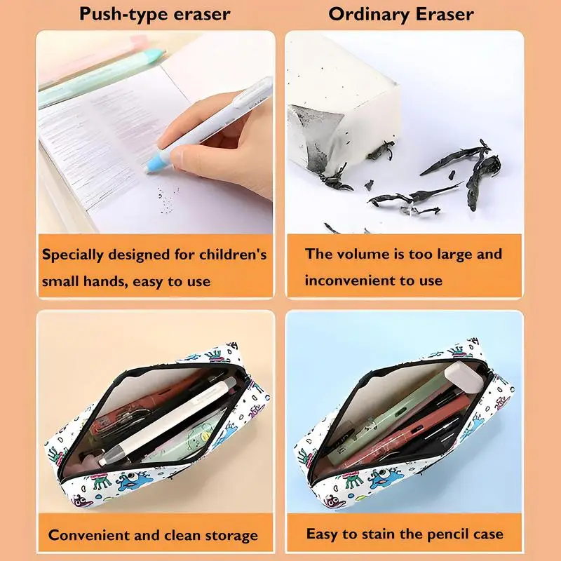 Borrador de lápiz retráctil, suministros de corrección, estilo bolígrafo, borrador de lápiz, suministros escolares de oficina, papelería, regalo para niños