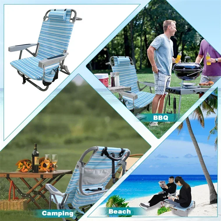 Modern Camping Portable Chair Folding Lounger Chair Camping Outdoor Beach Chairs Pool Sun Lounger Adjustable Chair for The Sea