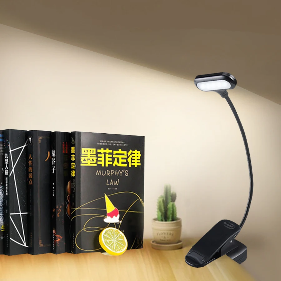 Mini Portable LED Book Light Flexible Adjustable Eye Protection Reading Lamp Battery Powered Study Light for Bedroom Desk Travel