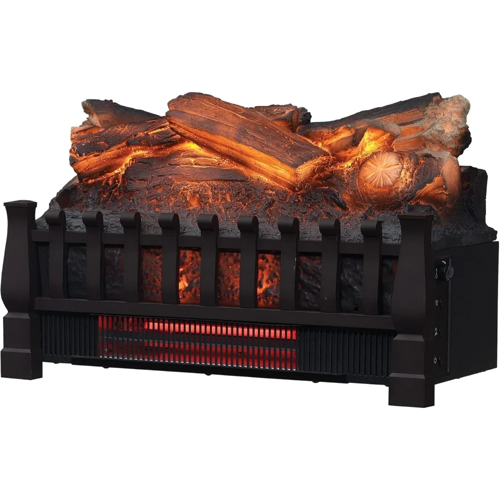 Electric Log Set 1,000 Sq Ft Heater, Faux Logs Insert with Infrared Flames for Existing Fireplaces, Remote Control Included