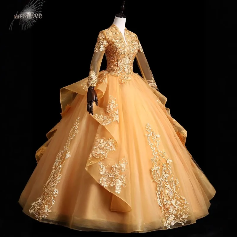 Performance Costume V-neck 2025 Spring/summer New Color Gauze Vocal Art Exam Fluffy Skirt Hosting Dress Women Retro