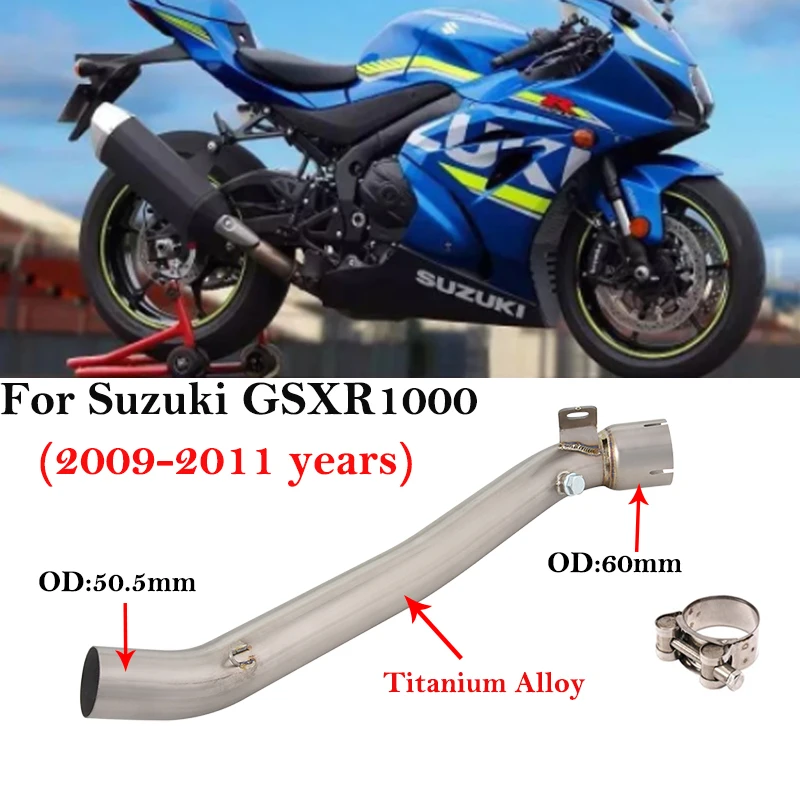 

For Suzuki GSXR1000 GSX-R1000 GSXR 1000 K9 K10 2009 - 2011 Motorcycle Exhaust Escape Muffler Mid Titanium Alloy Connect Link Pip