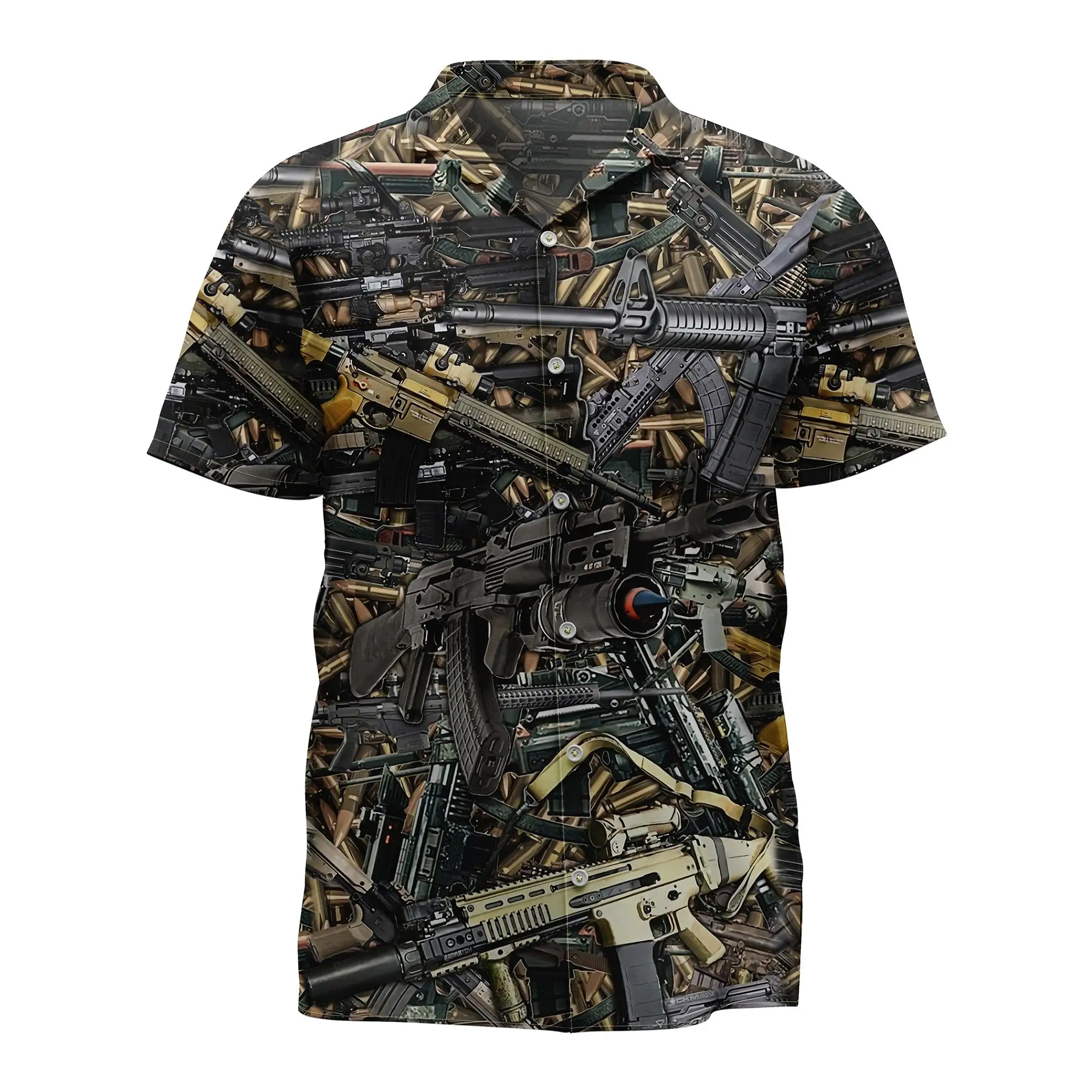 Jumeast Gun Pattern Men Hawaiian Shirt Cool 3D Printed Aloha Shirts Camouflage Unisex Streetwear Beach Man Clothing Hunting Tops