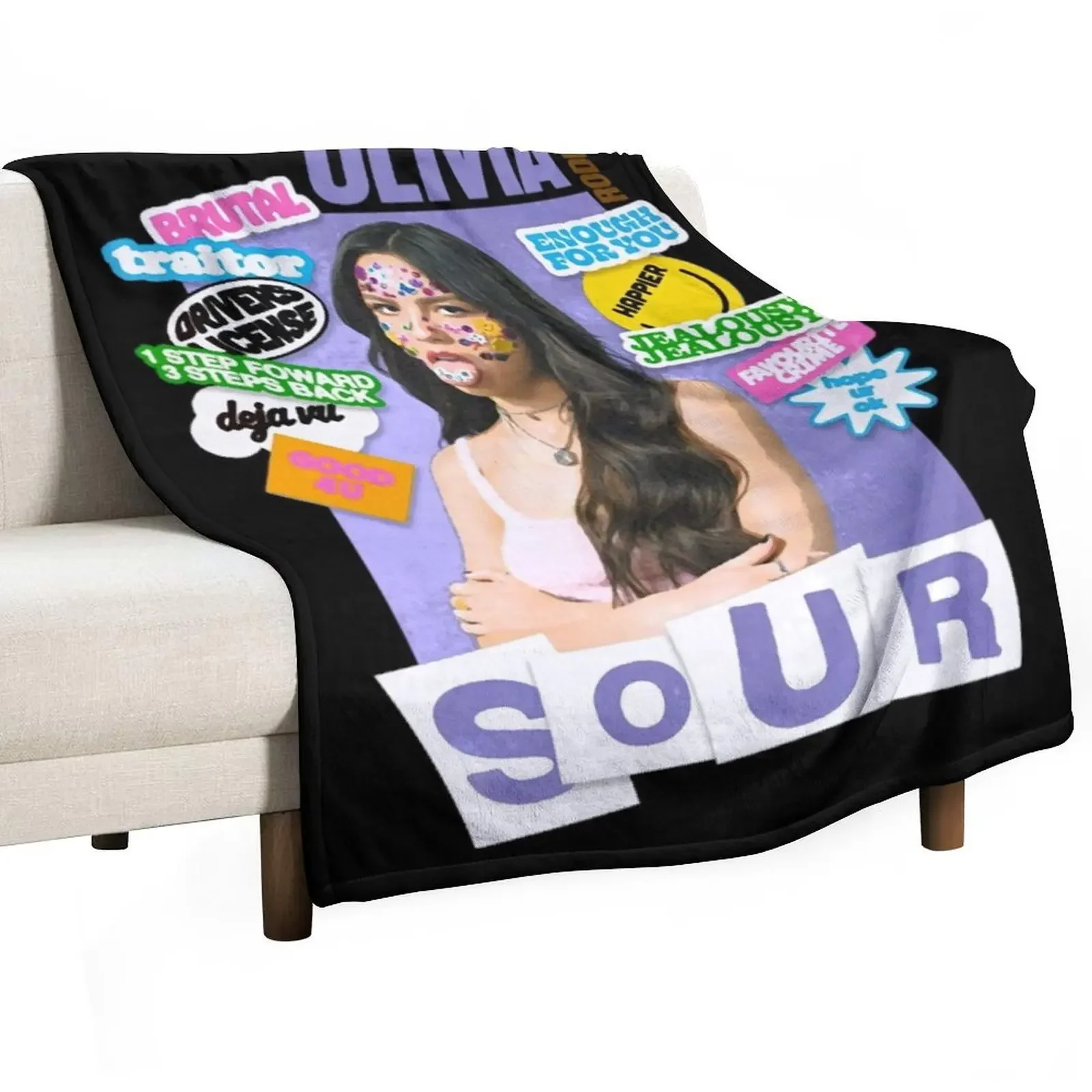 Sour Olivia Art Design Throw Blanket Shaggy Sofa Quilt anime Blankets