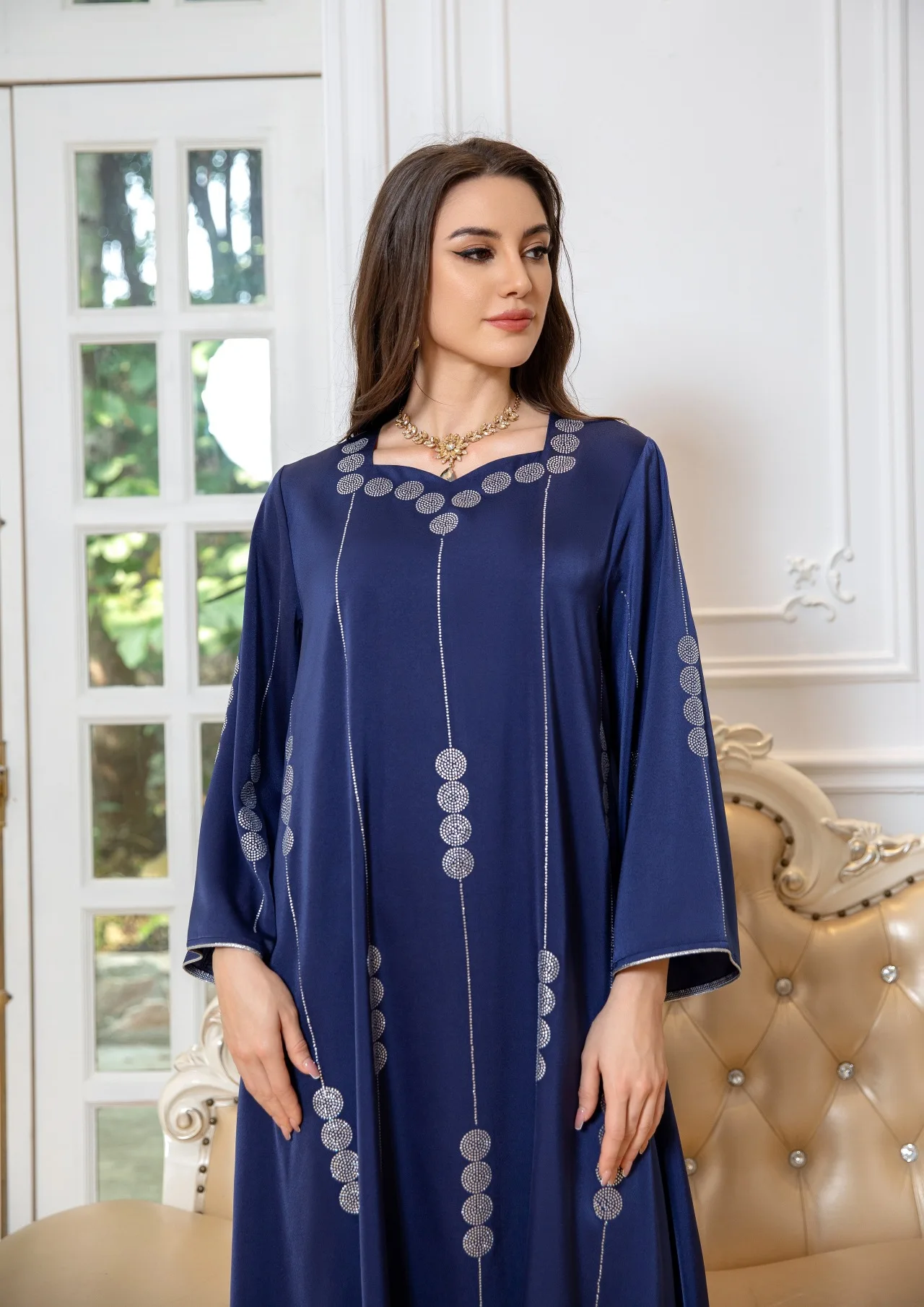 Eid vestidos de festa para mulheres muçulmano cetim diamantes abaya dubai turquia kaftan roupas islâmicas árabe djellaba marocain robe vestido
