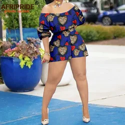 African Clothing for Women Off Shoulder Dashiki Top and Print Shorts 2 Piece Set Sexy Club Party Ankara Attire A2126005