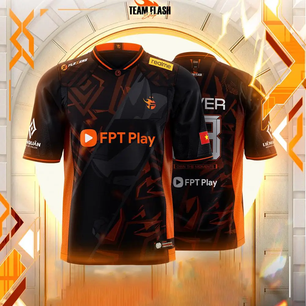 

New Team Flash Esports Club Uniforms For Gamers Summer Casual Fashion Short-sleeved Men's And Women's Fan Crew Neck Tops