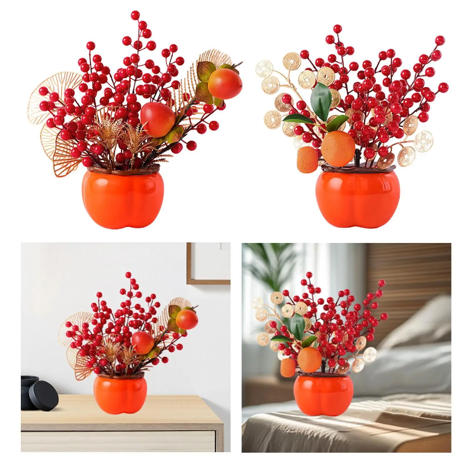 

Chinese Lunar New Year Decoration Fake Flower Bucket for Party Hotel Office