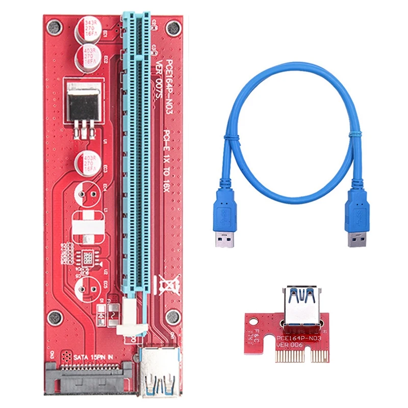 VER007S PCI E Express Adapter Card PCIE 1X To 16X USB3.0 Image Extension Cable Bitcoin Litecoin Mine 60Cm