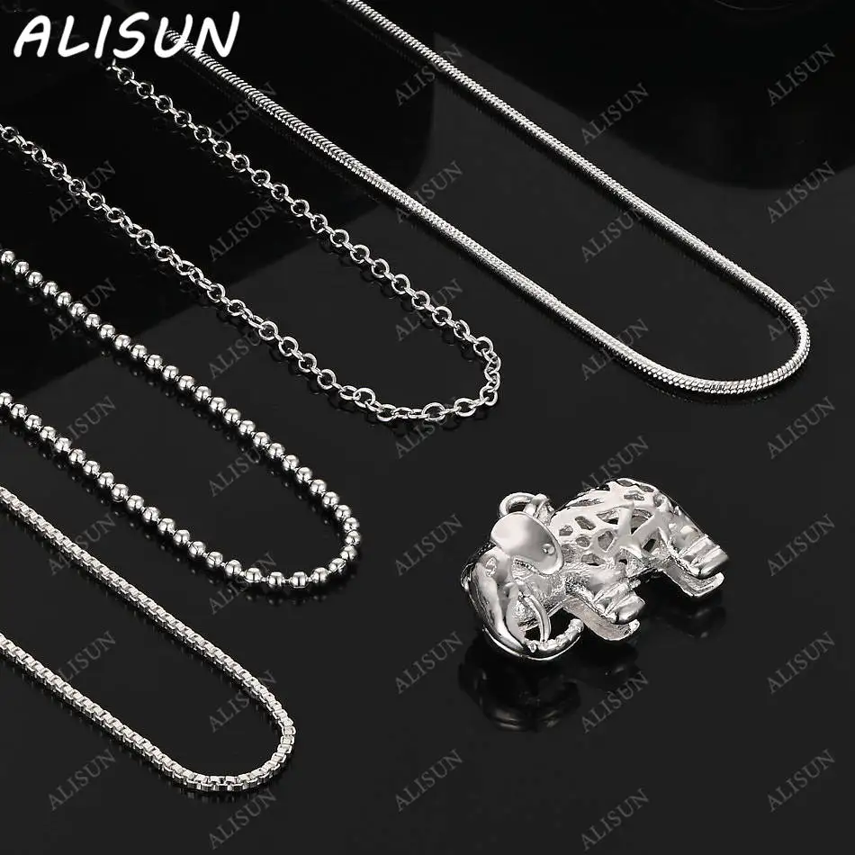 

ALISUN 40-75cm 925 Sterling Silver Elephant Pendant Necklace For Women Men Charm Trend Birthday Gifts Fashion Party