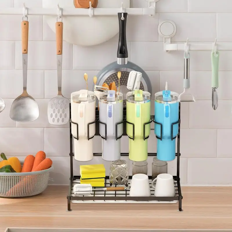 Water Bottle Organizer Drying Rack Tumbler Rack For Countertop Cup Storage Multifunctional Kitchen Accessories For Men Women