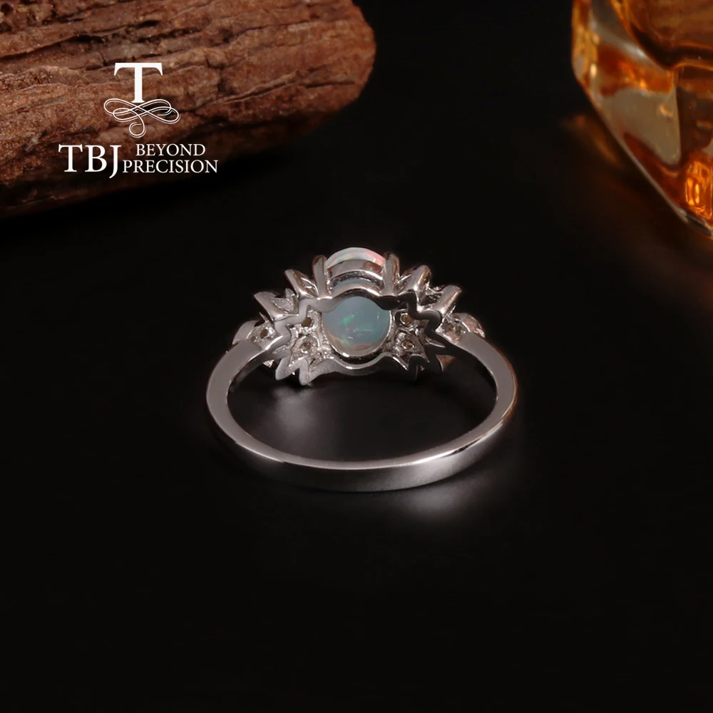 Colorful October Birthstone Natural Opal Ring 925 silver fine jewelry for lady Anniversary & Engagement & Banquet gifts - view 4