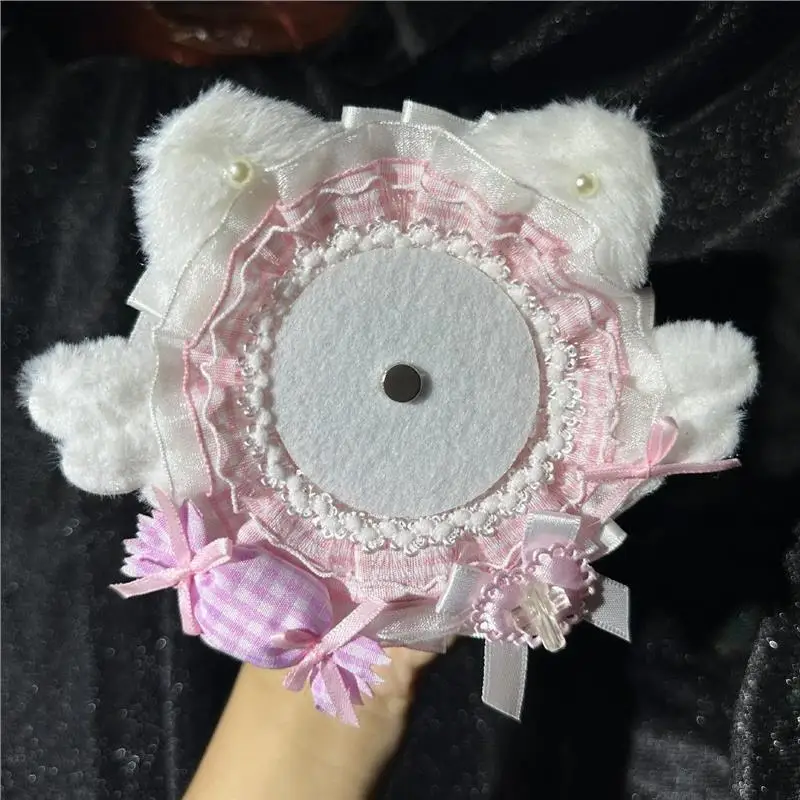 Angel Wing Cat Badge Decor Base, Itabag Accessory for Small Collection, Plush Anime 2D Button Pin Holder,Gumi Supplies