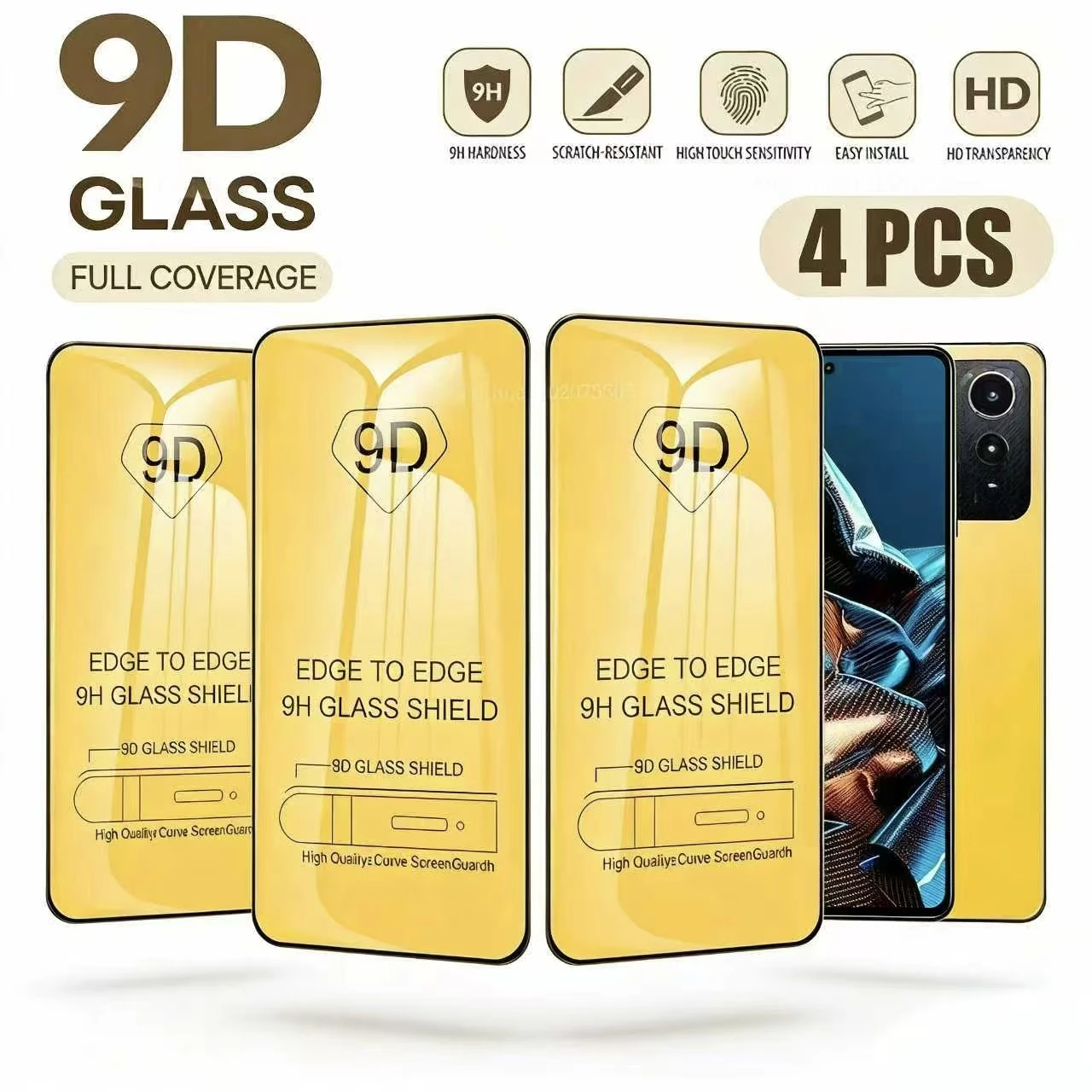 

4-1 шт. Защитное стекло 9D для iPhone 17, 16 Air, 15, 11, 12, 13, 14 Pro Max, Plus, 16E, XR