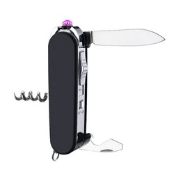 Outdoor Swiss Army Knife Style USB Arc Lighter with Dual Arcs for Cigarette Accessories