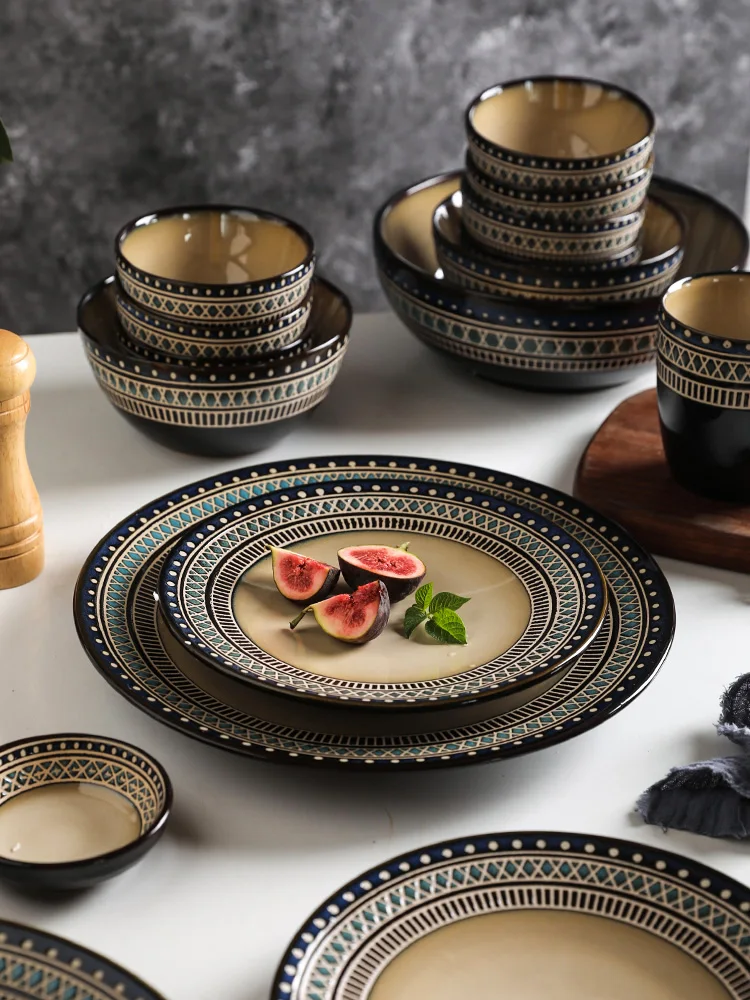 

Sheri vintage ceramic home personality soup bowl western steak plate crockery cutlery set посуда для кухни фарфор