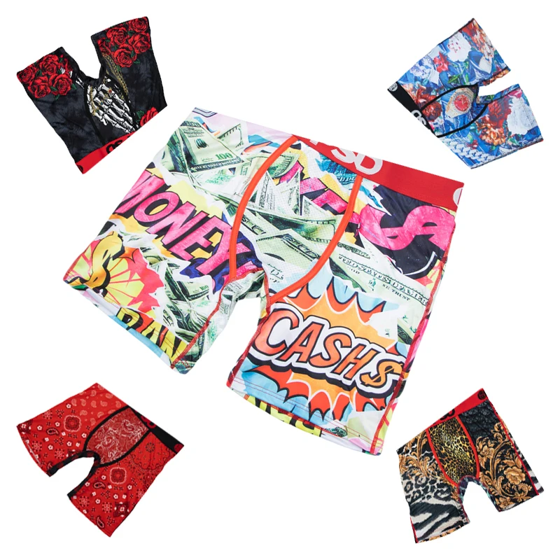 

5Pcs Sexy Men Underwear Men's Panties Printed Breathable Mesh Crotch Mens Boxer Briefs Plus Size Man Underpants Men Boxershorts