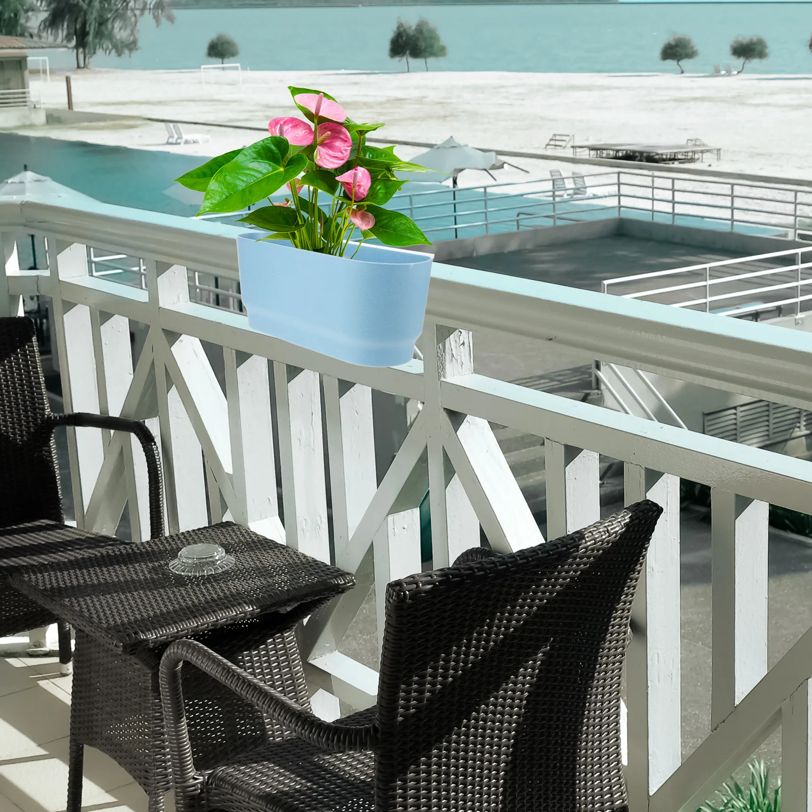 

Large Succulent Pots with for Balcony Garden Hanging Railing Planter Container Flowerpot Gardening